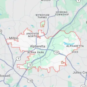 Alpharetta GA service area map