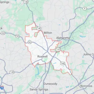 Roswell GA service area map