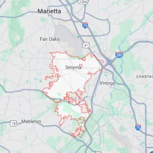 Smyrna GA service area map